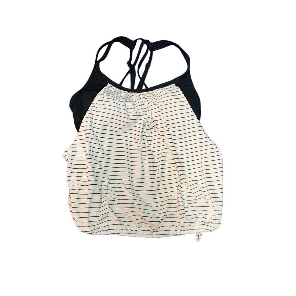 CALIA Black & White Tank with Built in Bra Cinch Waist Size Small